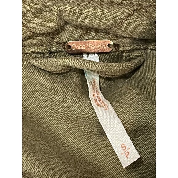 Free People Women’s Army Green Military Style Jacket With Button Closures & Mult - Picture 7 of 11